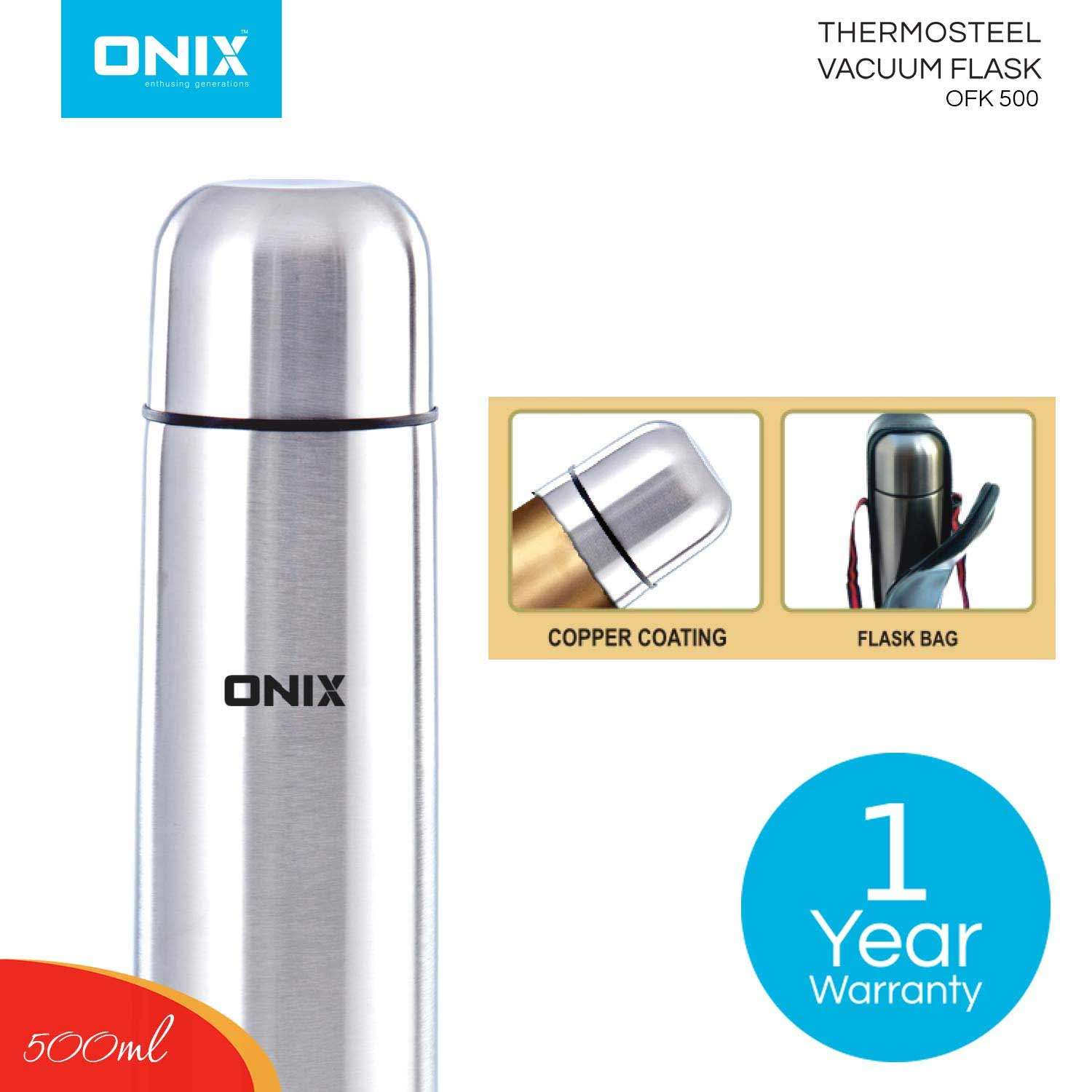 ONIX enthusing generations OFK-500 Stainless Steel Vacuum Bullet Flask (500 ml, Silver)