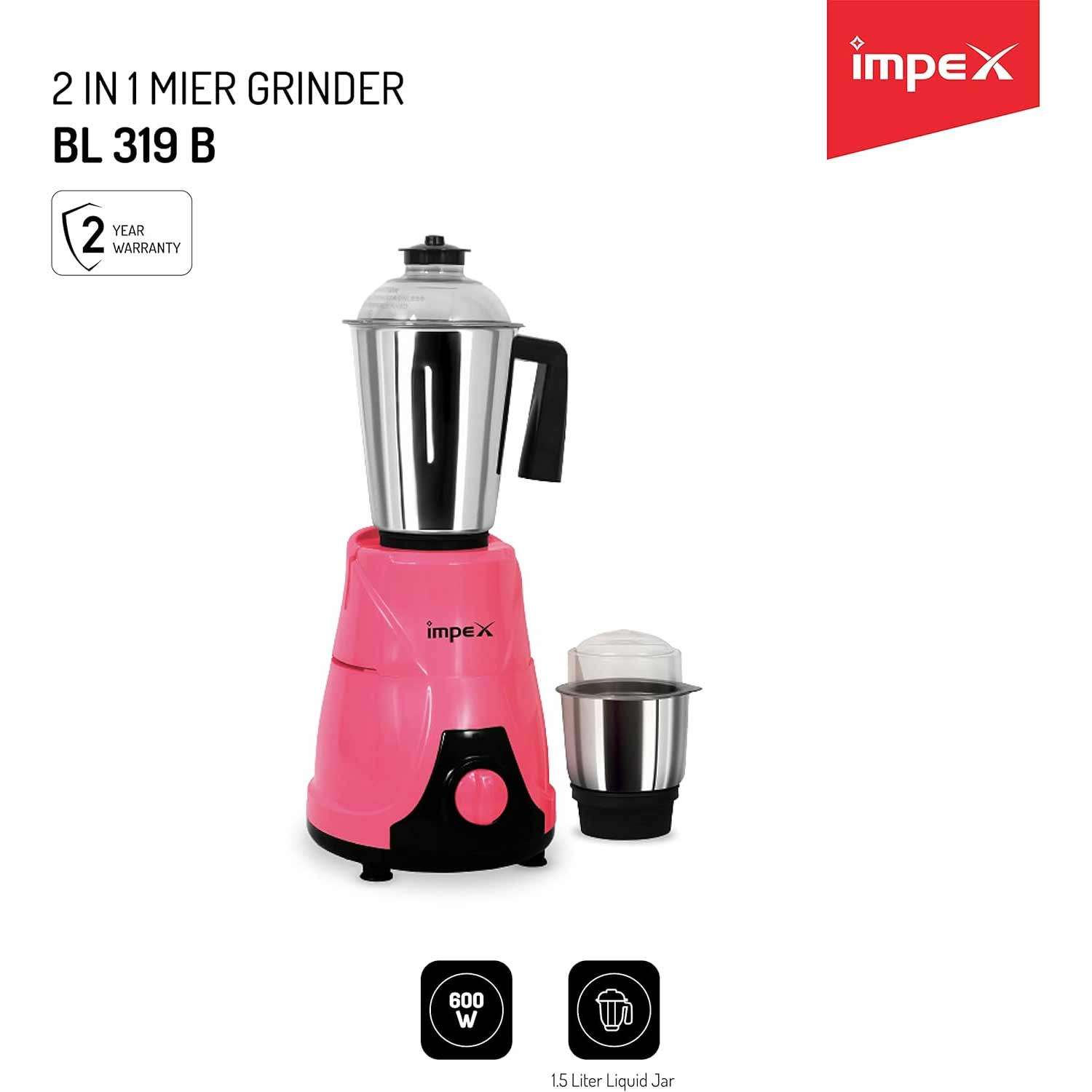 Impex ULTRAMIXX 600  1.5 Litre 3 Speed Control Blender 2 in 1 Mixer Grinder with Stainless Steel Blade|Jar ABS Strong Body with Overload Protection (Multicolor)