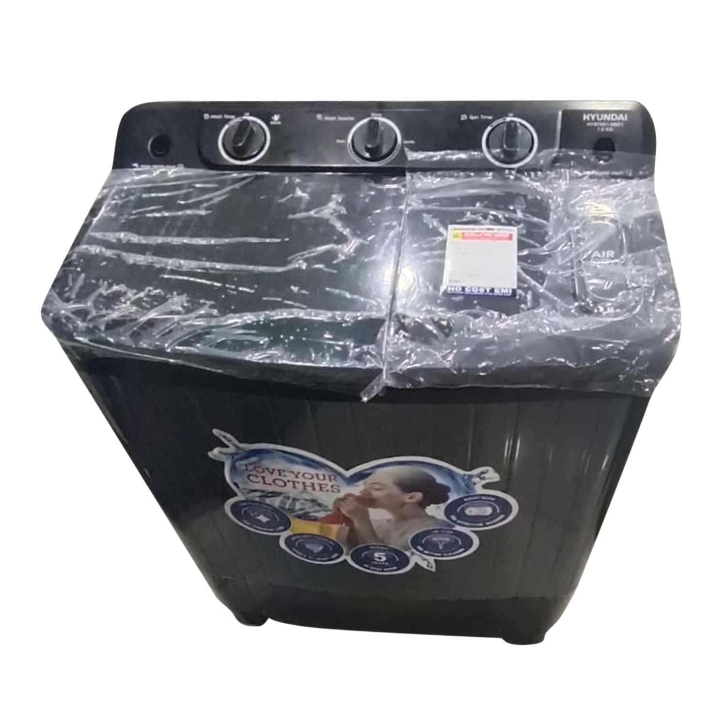HYUNDAI 7 kg Semi Automatic Top Load Washing Machine HYS 70D1-NBE1 NERO BLACK